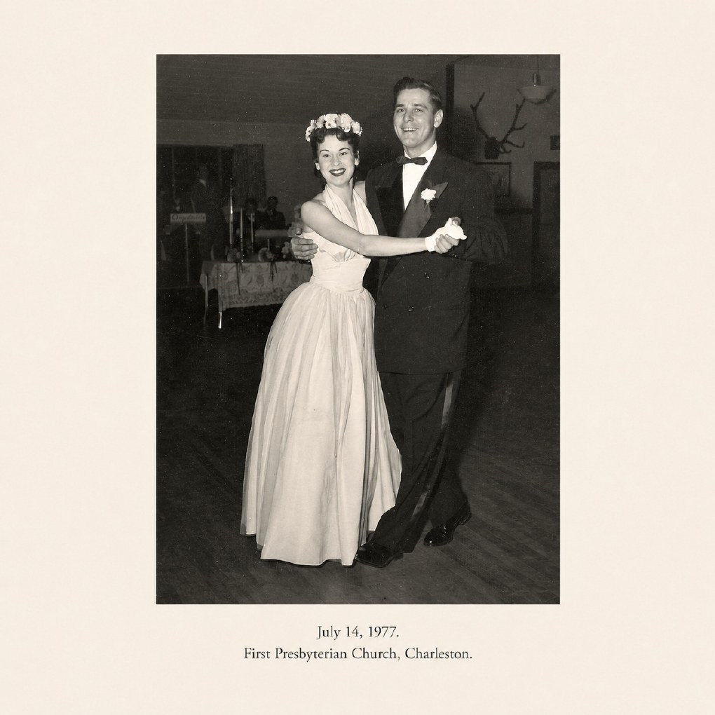Wedding photograph page from 1977