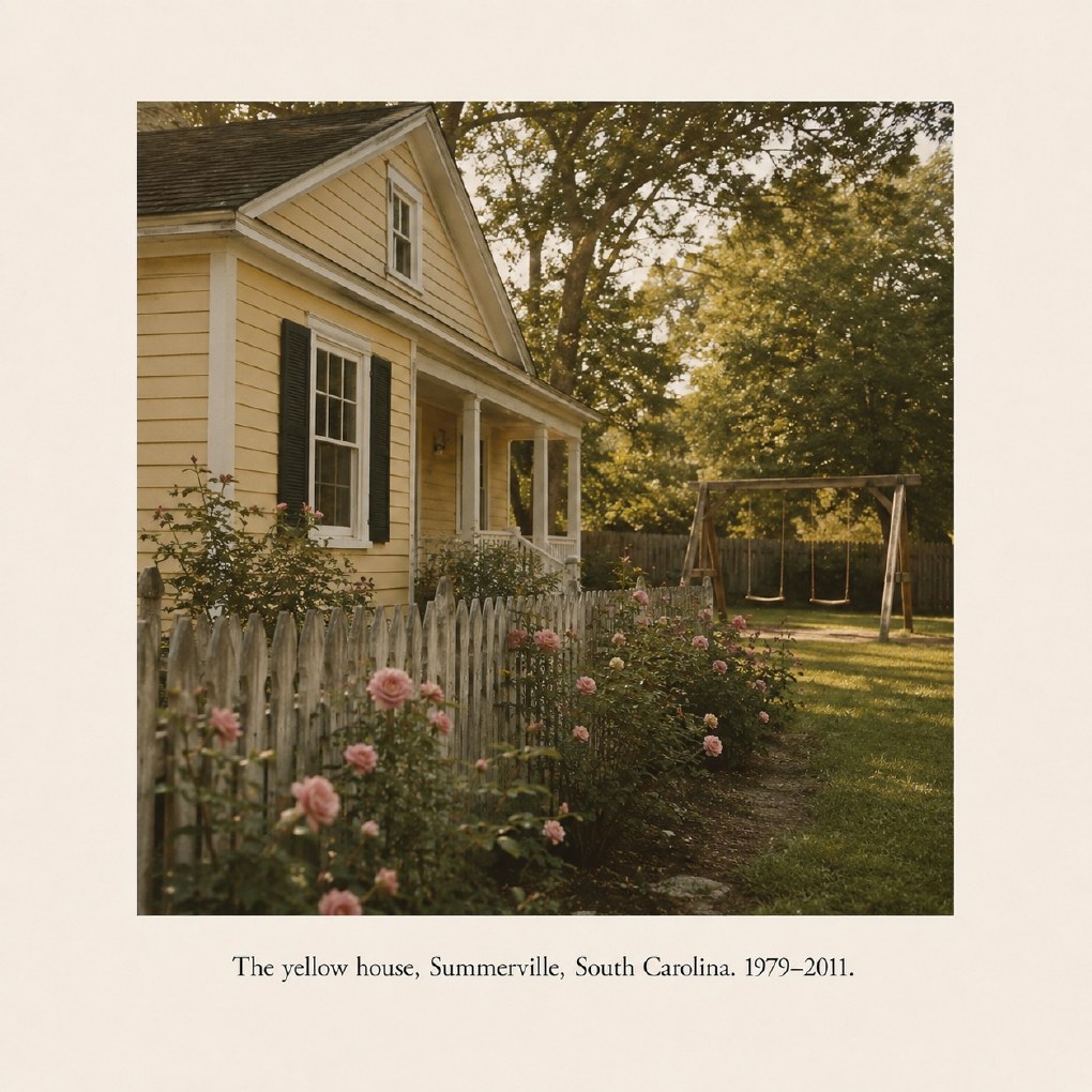 Yellow house and garden photograph page